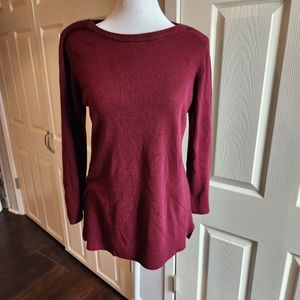 Womens Burgundy Sweater with 3/4 Sleeves Size Large
